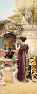 Ved Garden Shrine, Pompeii av John William Godward