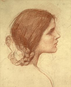 Head of a Girl, ca. 1905 (rødt kritt på papir) av John William Waterhouse