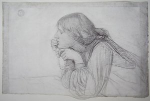 Studie av en kvinneskikkelse med rosenkrans av John William Waterhouse