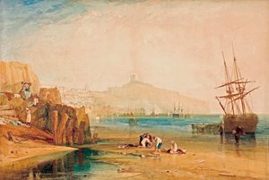 ""Utsikt over Scarborough i tidlig morgen, barn som jager krabber"" Maleri av Joseph Mallord William Turner (1775-1851) rundt 1810 Art Gallery of South Australia Adelaide, Australia av John William Waterhouse