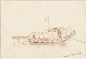 Chinese Duck Boat (blekk (spiral) på papir (på papir)) av John Wilson Carmichael