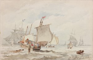 Off Hartlepool (blyant og akvarell på papir) av John Wilson Carmichael