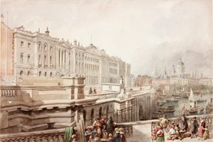 Somerset House og St Pauls fra Waterloo Bridge (kroppsfarge) av John Wilson Carmichael