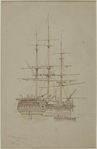 The Buckinghamshire, Bombay (blyant og akvarell (monokrom) på papir (grå)) av John Wilson Carmichael