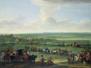 George I (1660-1727) på Newmarket, 4. eller 5. oktober 1717, ca. 1717 (olje på lerret) av John Wootton