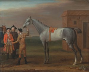 Lamprey, med sin eier Sir William Morgan, på Newmarket av John Wootton