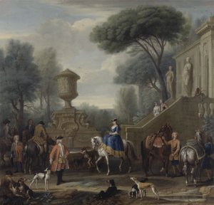 Forbereder for jakten, ca. 1740-50 (olje på lerret) av John Wootton