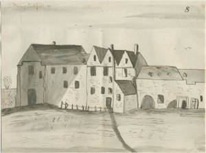 Lichfield - Greyfriars: penn og vask tegning, nd [1784] (tegning)