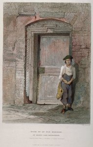 Dør til et gammelt herskapshus i Gravel Lane, City of London, 1851
