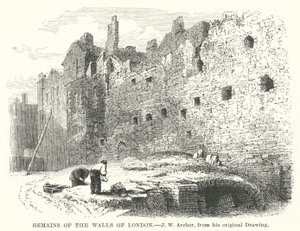 Rester av Londons murer (gravering) av John Wykeham Archer