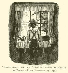 Forferdelig tilsynekomst for en gentleman mens han barberte seg i Edgware Road, 29. september 1846 av John after Leech