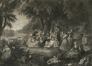 Piknik den fjerde juli, ca. 1864 (gravering med blandet metode) av John and Hollyer Rogers