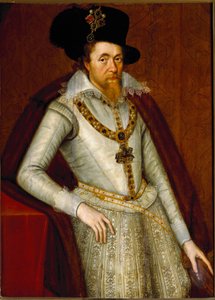 Portrett av James I av England og VI av Skottland, Knights of the Order of the Garter, ca. 1610 (maleri)