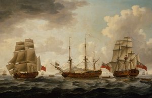 H.M.S. Tyrall i tre posisjoner utenfor Antigua