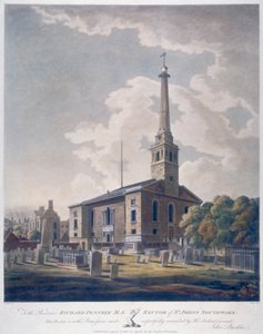 Utsikt over Church of St John Horsleydown, Bermondsey, London, 1799.