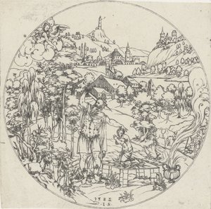 Abraham ofrer Isak Bottoms of Bowls: Landscapes with Biblical and Mythological Depictions (serietittel) av Jonas Silber