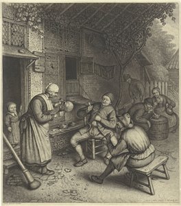 Bønder på terrassen foran et vertshus