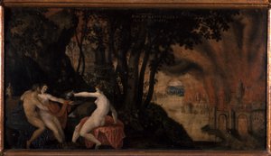 Lot og døtrene hans under roser og laurbærtrær av Joos or Jodocus van Winghe
