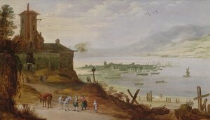 Hillside Town med utsikt over en havn