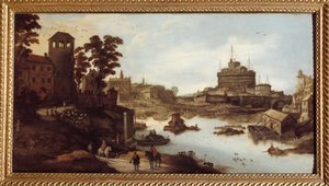 Utsikt over Tiberen (Tevere) og Castel Sant