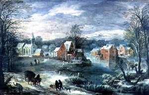 Landsbylandskap om vinteren (panel)