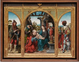 Adoration of the Magi, ca. 1525 (olje på eikepaneler)