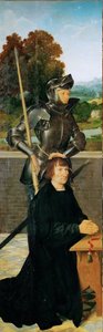Tidlig nederlandsk kunst: Saint George and Donor (Winged Altar, Left Panel) par Cleve, Joos van (ca. 1485-1540), ca 1530. Olje på tre, 94,5x30. Kunsthistorisk museum, Vienne av Joos van Cleve