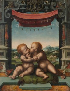 The Infants Christ and Saint John the Baptist Embracing, 152025 av Joos van Cleve