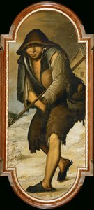 Gutt i snøen (maleri på lerret)