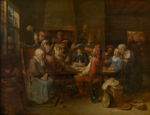 Flemish Tavern (olje på panel)