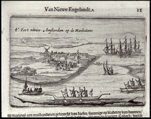 Utsikt over New Amsterdam, 1626-28 (kobberstikk) av Joost Hartgers
