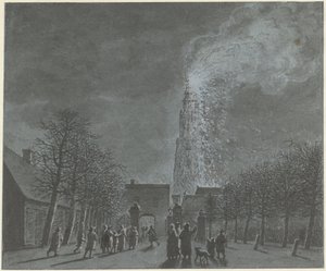 Brann i kirketårnet i Amersfoort