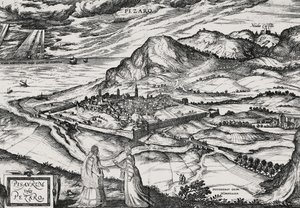 Byen Pesaro, gravering av Joris Hoefnagel (1542-1601) av Joris Hoefnagel