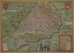 Kart over Antwerpen, fra "Cities of the World" av Georg Braun (1541-1622) og Frans Hogenburg (1535-90), ca. 1572
