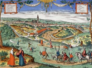 Utsikt over Sevilla, ca. 1550 (gravering) av Joris Hoefnagel