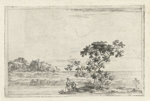 Landskap med figurer ved et tre
