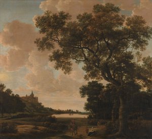 Landskap med Schwanenburg, ca. 1650–1655 (olje på lerret) av Joris van der Haagen or Hagen