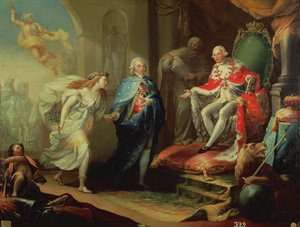 Godoy presenterer fred til Charles IV, 1796