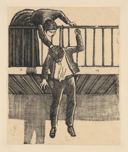 En kvinne som oppdager en mann som har begått selvmord ved å henge seg fra en bal..., ca. 1900-1910. av José Guadalupe Posada