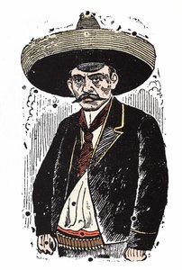 Emiliano Zapata (1880-1919), meksikansk revolusjonær. Xylografi av Jose Guadalupe Posada (1852-1913).