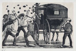 Menn som kjemper i nærheten av en hest og vogn, ca. 1900-1910., ca. 1900-1910. av José Guadalupe Posada