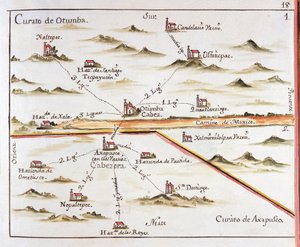 ALZATE, Jose Antonio (1737–1799). Vitenskapsmann og forfatter. Plan for Mexicos erkebispedømme. Sognet Otumba (Otumba eller Ozumba) og sognet Axapulco (Acapulco). 1767. Gravering av Jose Antonio Alzate. Gravering. SPANIA. CASTILE-LA-MANCHA. Toledo. Statspa av Jose Antonio Alzate