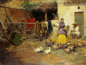 Mate kyllingene av Jose Benlliure y Gil