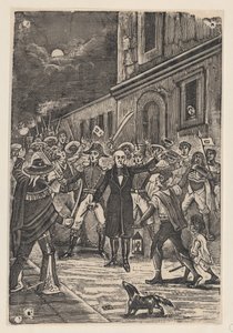 En gruppe bevæpnede menn roper på uavhengighet av José Guadalupe Posada