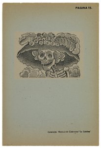 Calavera de la Catrina, ca. 1910, trykt 1943 (foto-relieff etsing med gravering) av José Guadalupe Posada
