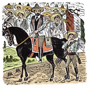 Den meksikanske revolusjonen (1910-1920): Portrett av Francisco Indalecio Madero (1873-1913) meksikansk revolusjonær. Xylografi av Jose Guadalupe Inn (1852-1913).