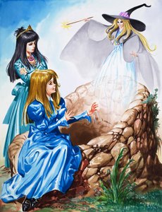 Jenter med en fe (gouache på papir)