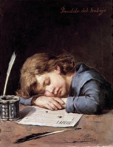 Beseiret av arbeid, c. 1876-1900 (olje på lerret) av Jose Perez Siguimboscum