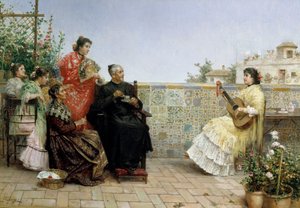 Prestens besøk, 1800-tallet (oljemaleri) av Jose Rico y Cejudo