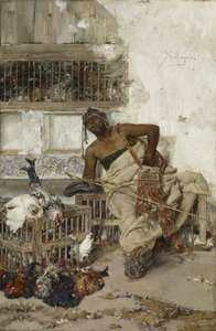 Fjærkremarked, Tanger, ca. 1881 (olje på tre)